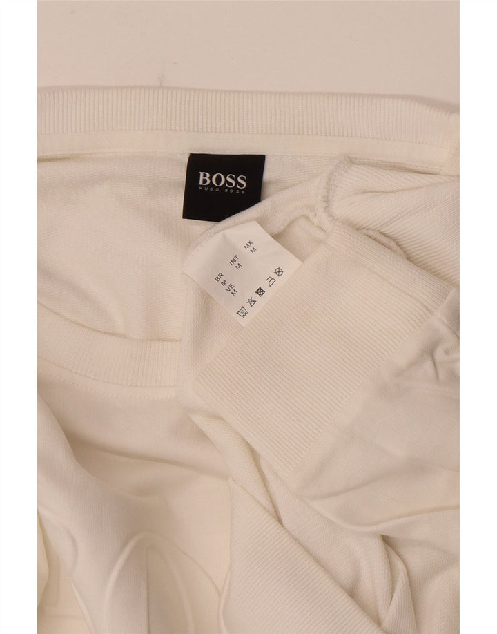 Hugo Boss moletom gráfico masculino jumper médio algodão branco