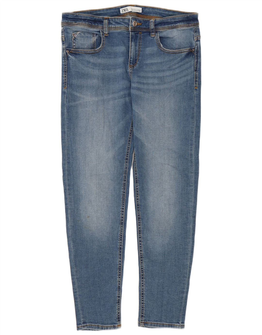 Zara Jeans Slim Feminino EU 40 Médio W30 L26 Azul Algodão