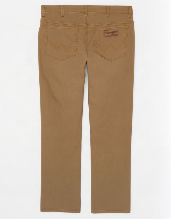 Wrangler Mens Texas Stretch Calça Casual Reta W36 L32 Algodão Marrom