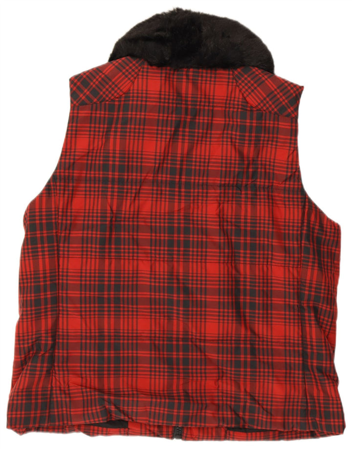 Colete feminino RALPH LAUREN UK 18 XL poliéster xadrez vermelho