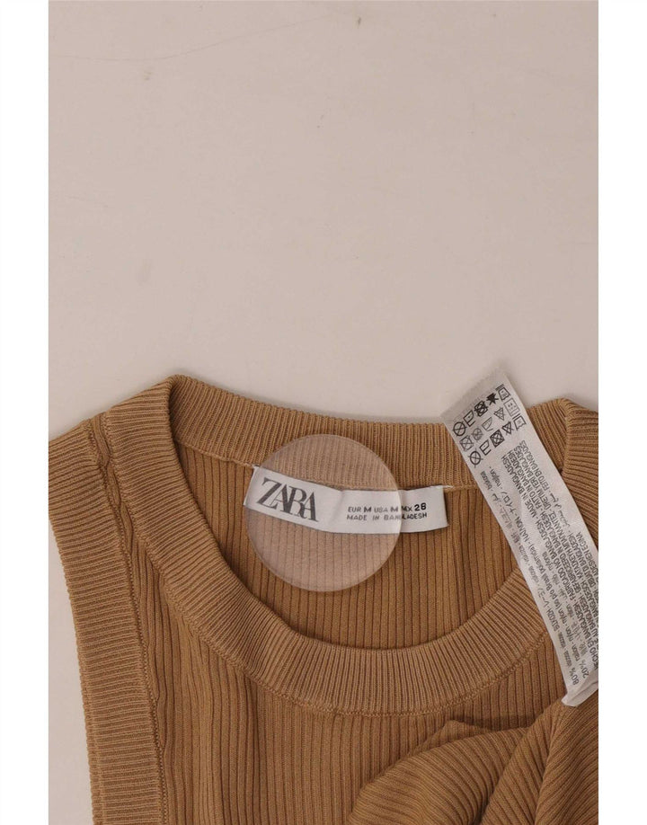 Colete feminino Zara UK 12 poliéster marrom médio