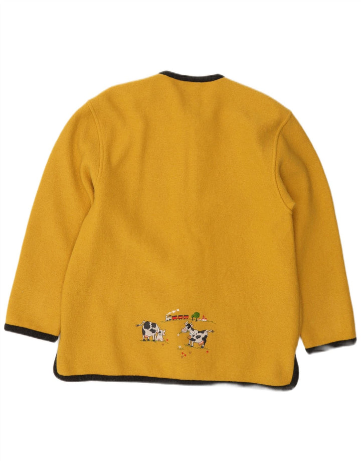 Suéter cardigã feminino GEIGER UE 42 grande lã amarela nova