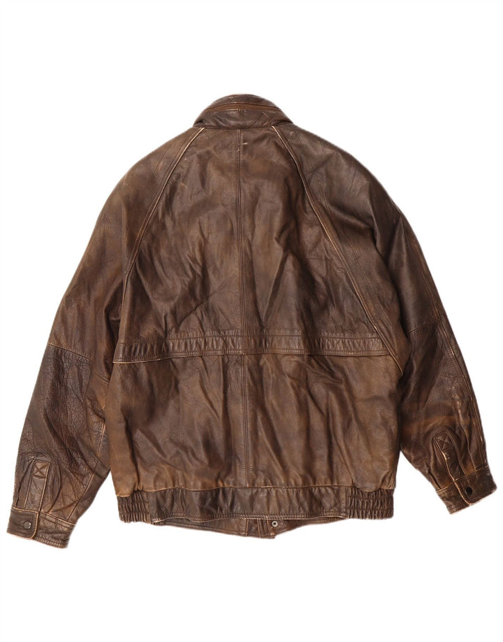 Jaqueta de couro masculina Harajuku Mother UK 40 grande couro marrom
