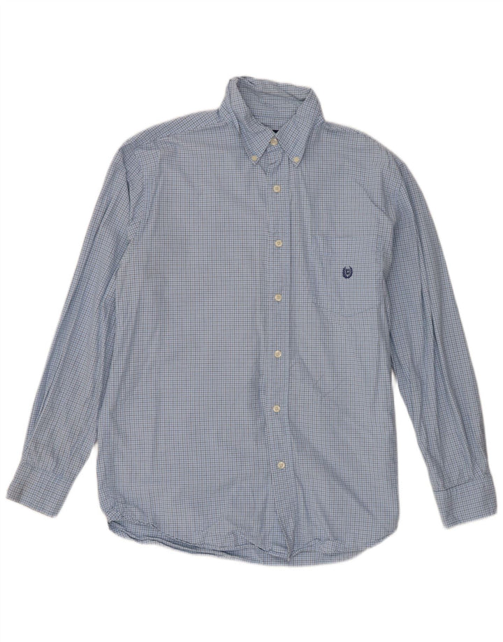Camisa masculina Chaps de algodão guingão azul médio