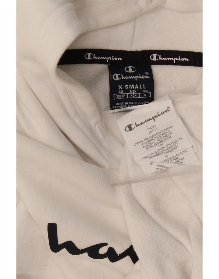 CHAMPION Mens Graphic Hoodie Jumper XS White Cotton Vintage Champion and Second-Hand Champion from Messina Hembry 