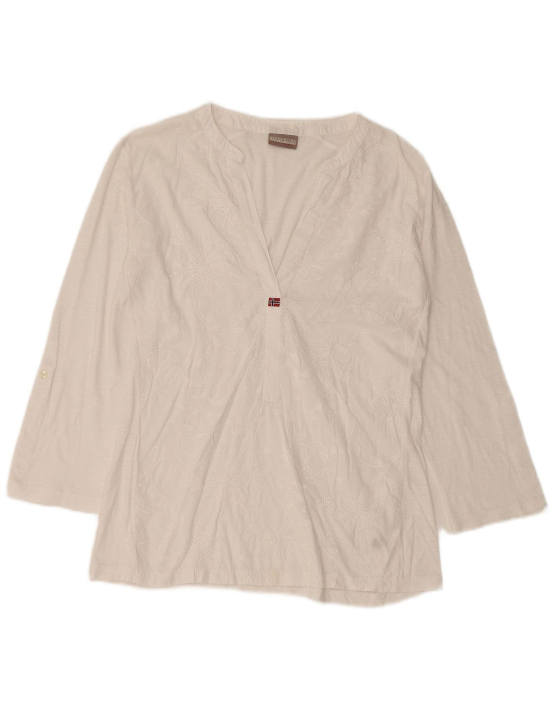 Blusa feminina de manga 3/4 NAPAPIJRI UK 10 pequena floral branca