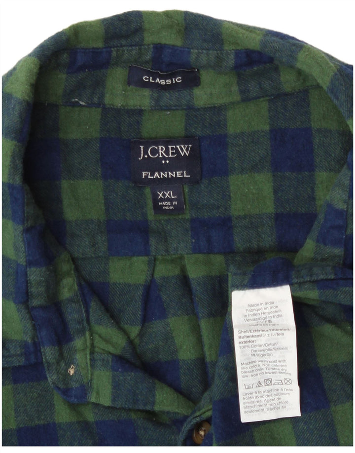 J. Crew Camisa masculina de flanela de ajuste clássico 2XL algodão verde guingão