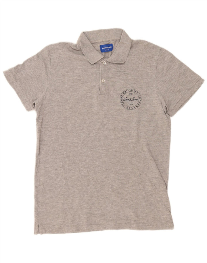 Camisa polo masculina Jack & Jones Regular Fit algodão cinza médio