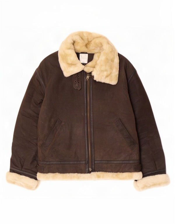 Jaqueta Shearling Feminina Conbipel Reino Unido 16 Grande Couro Marrom