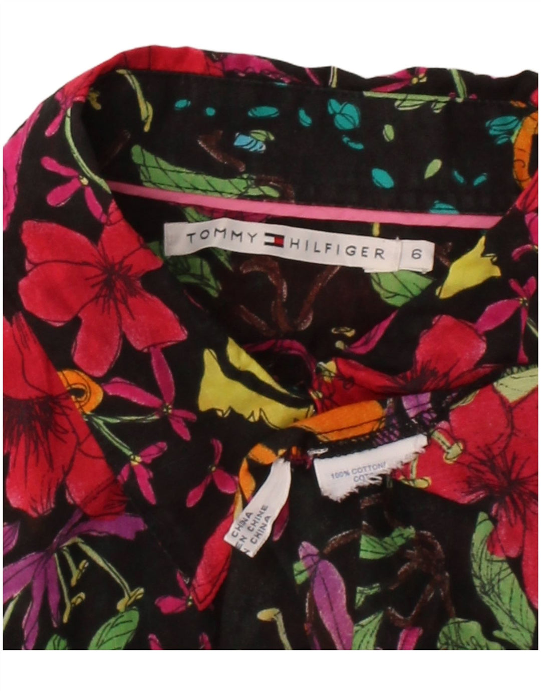 Camisa feminina TOMMY HILFIGER EUA 6 médio algodão floral multicolorido