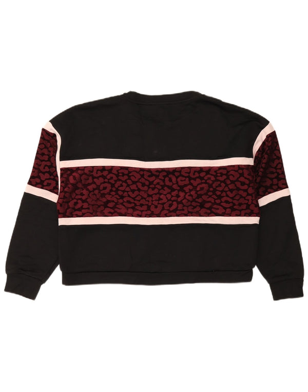 Suéter feminino Guess de grandes dimensões Reino Unido 14 médio preto com estampa animal