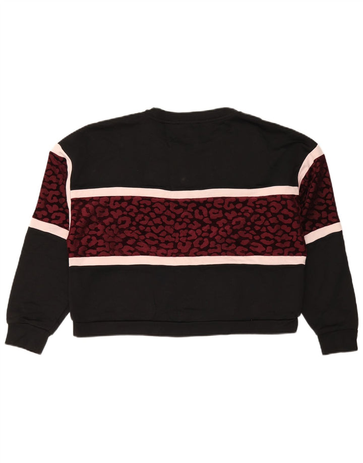 Suéter feminino Guess de grandes dimensões Reino Unido 14 médio preto com estampa animal