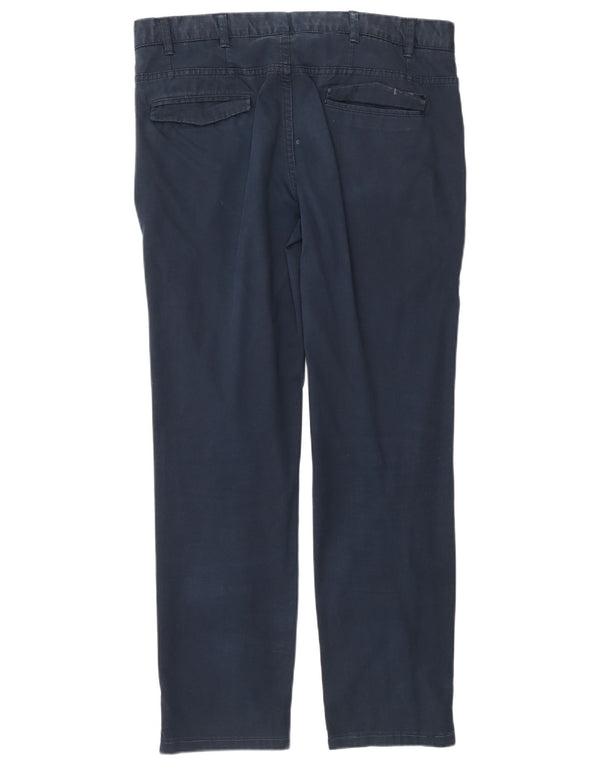 Zara Calça Chino Masculina Reta EU 44 Grande W34 L32 Azul Marinho Algodão