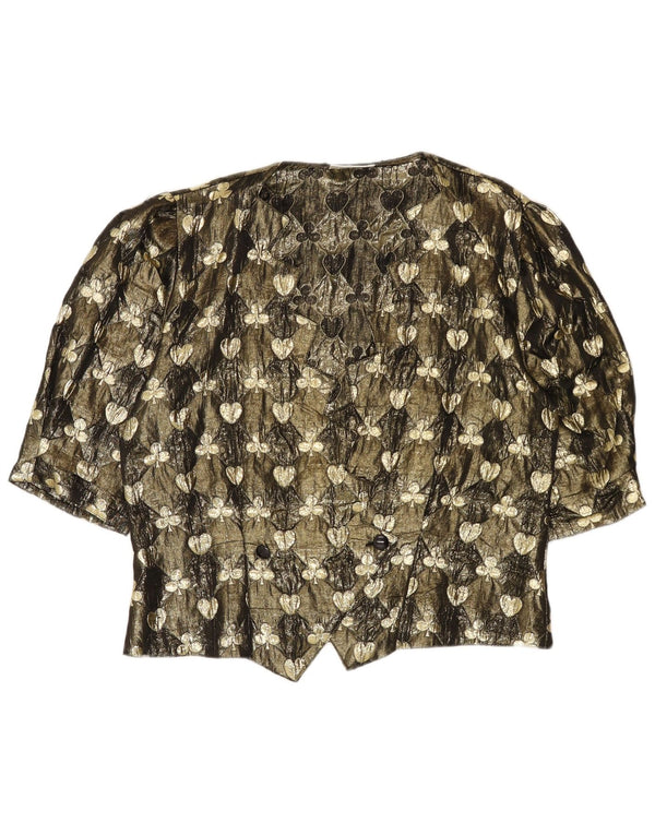 Blusa feminina de manga curta Hermann Lange UE 38 médio dourado floral