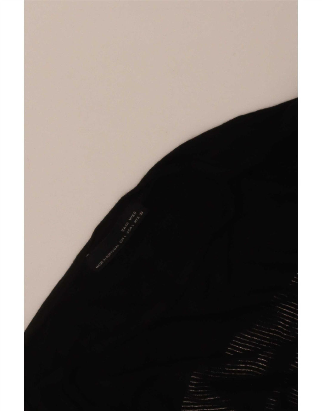 Zara Top feminino com estampa abstrata manga comprida Reino Unido 16 grande preto