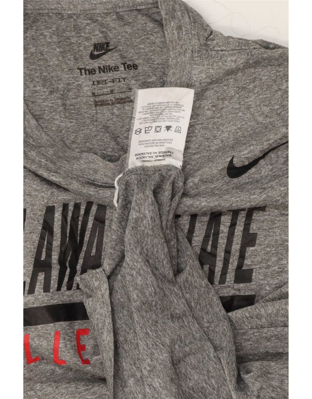 Top gráfico feminino Nike manga comprida UK 12 poliéster manchado cinza médio