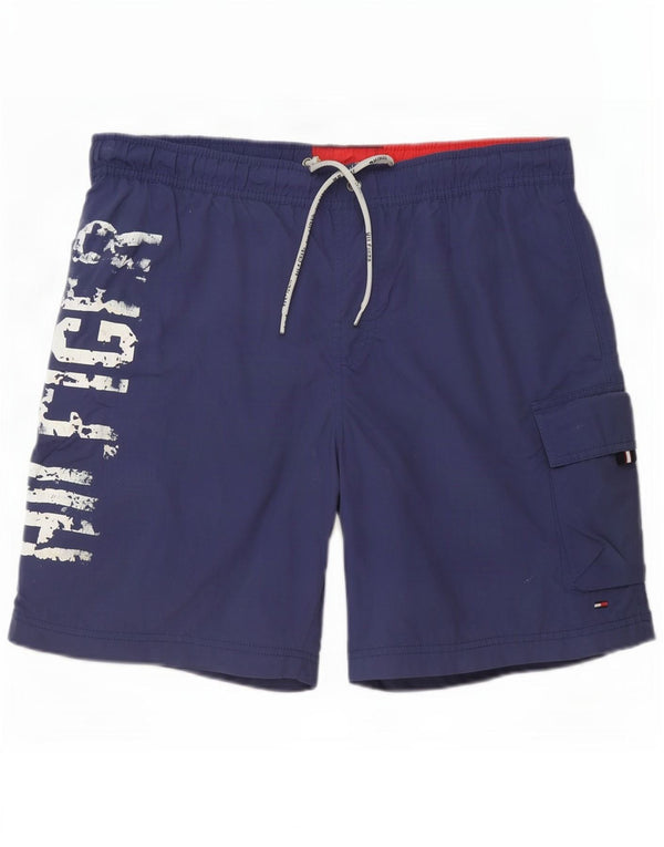 Shorts de natação masculino Tommy Hilfiger Graphic Cargo médio azul marinho