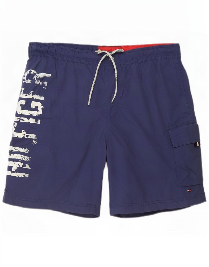 Shorts de natação masculino Tommy Hilfiger Graphic Cargo médio azul marinho
