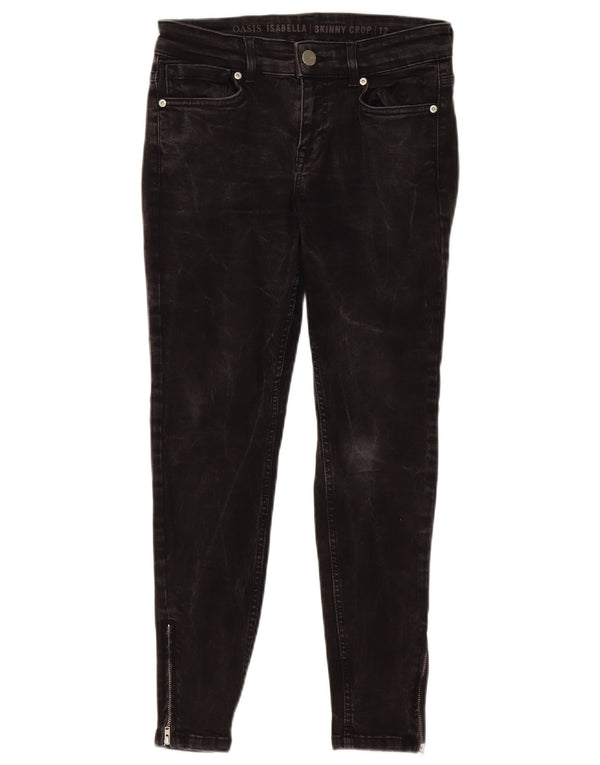 Jeans skinny feminino Oasis UK 12 médio W28 L26 algodão cinza