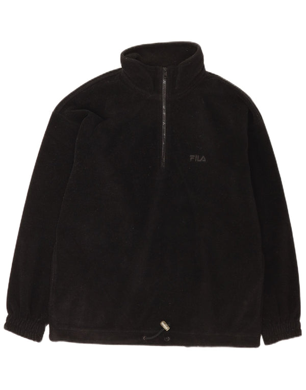 Fila Mens Zip Neck Fleece Jumper IT 46 Pequeno Preto