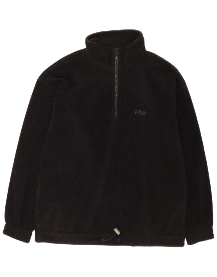 Fila Mens Zip Neck Fleece Jumper IT 46 Pequeno Preto