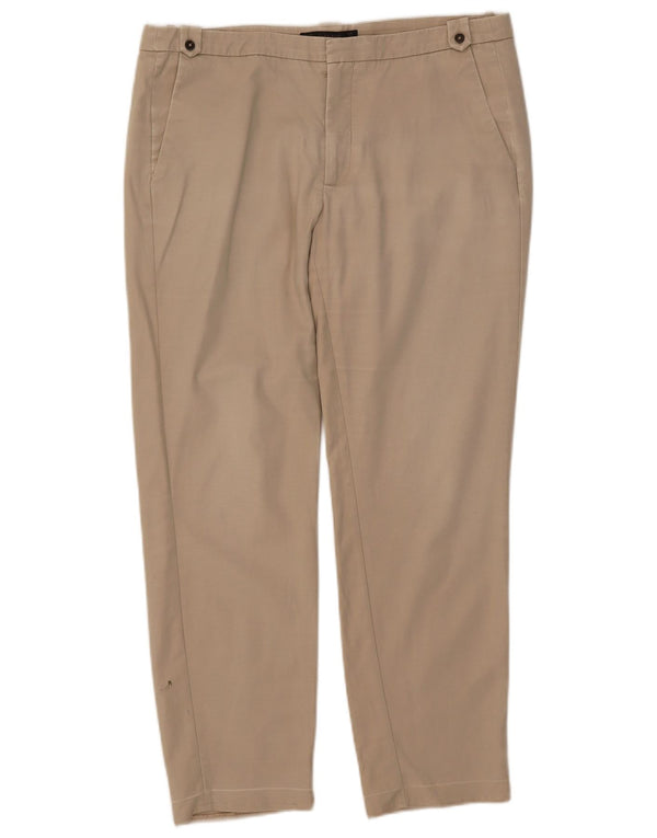 Calça chino reta feminina Zara EU 42 grande W32 L27 algodão bege
