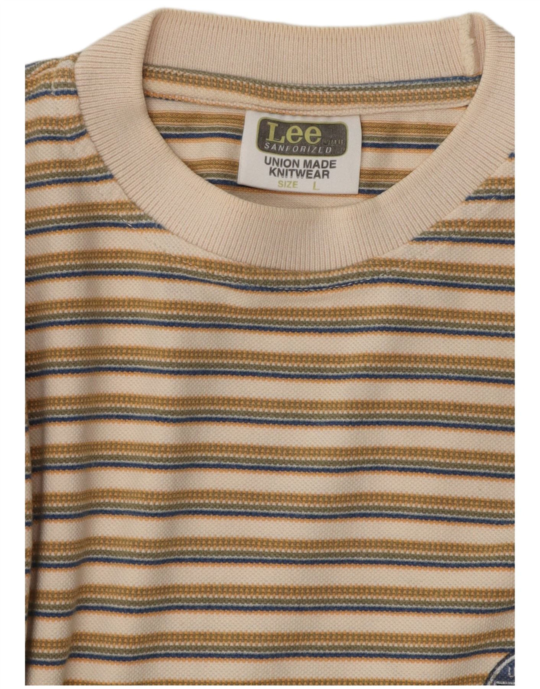 Camiseta masculina Lee grande algodão listrado bege