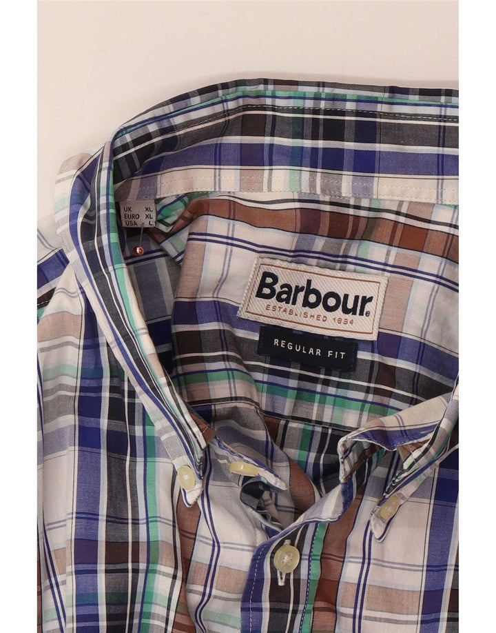 Camisa masculina Barbour de manga curta regular fit XL xadrez multicolorida