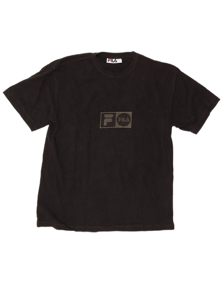 Fila Mens Graphic T-Shirt Top Grande Algodão Preto