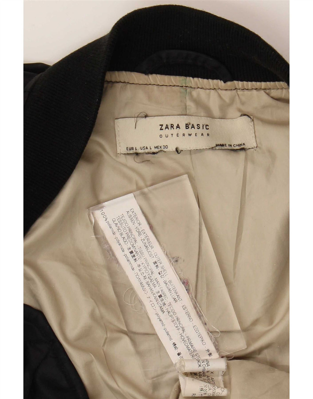 Zara Womens Crop Oversized Bomber Jacket UK 16 Grande Poliamida Preta