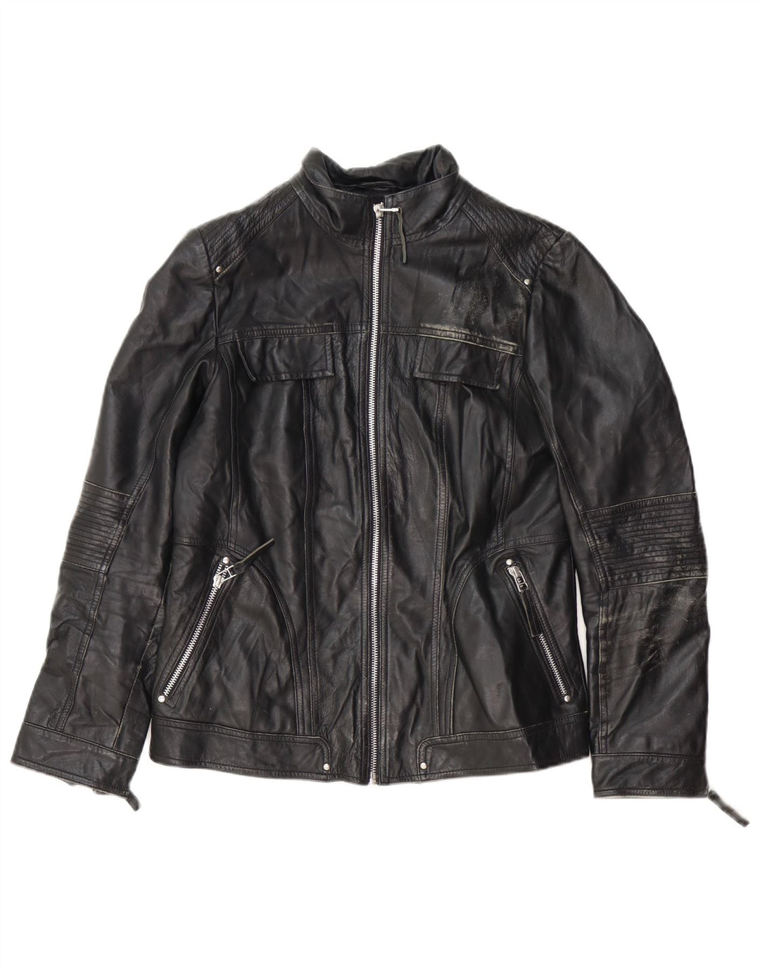 Jaqueta feminina de couro para motociclista Isaco & Kawa IT 44 couro preto médio