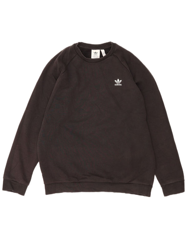 Adidas Mens Moletom Jumper Grande Algodão Preto