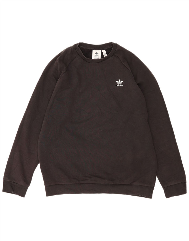 Adidas Mens Moletom Jumper Grande Algodão Preto