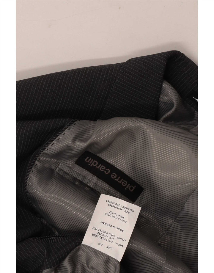 Jaqueta blazer masculina Pierre Cardin com 2 botões UK 40 listra cinza grande