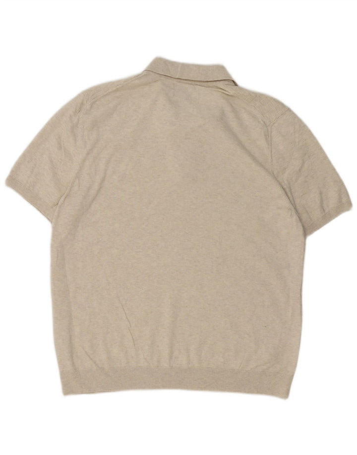 Suéter masculino Marks & Spencer com gola polo grande geométrico bege