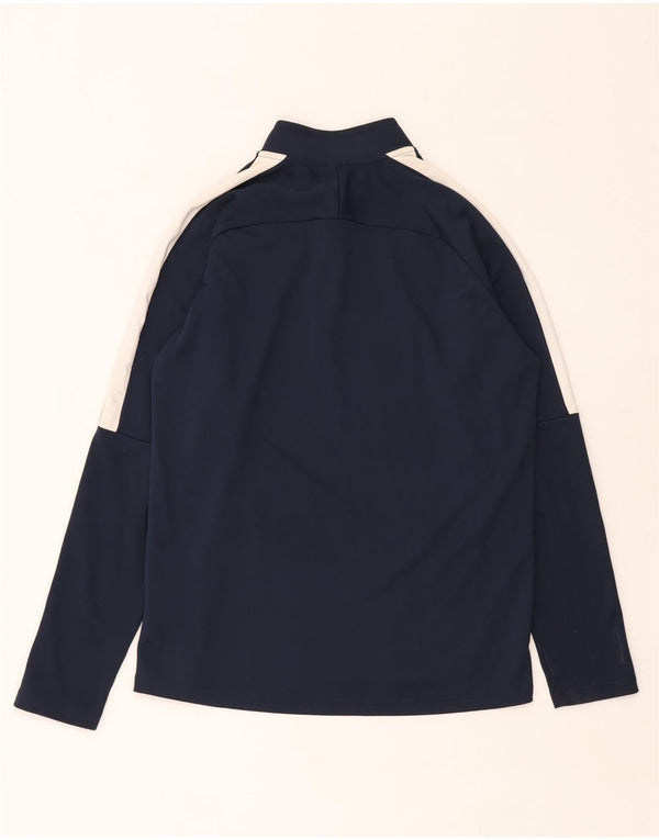 Nike Mens Dri Fit Zip Neck Top Manga Longa Médio Azul Marinho Colourblock