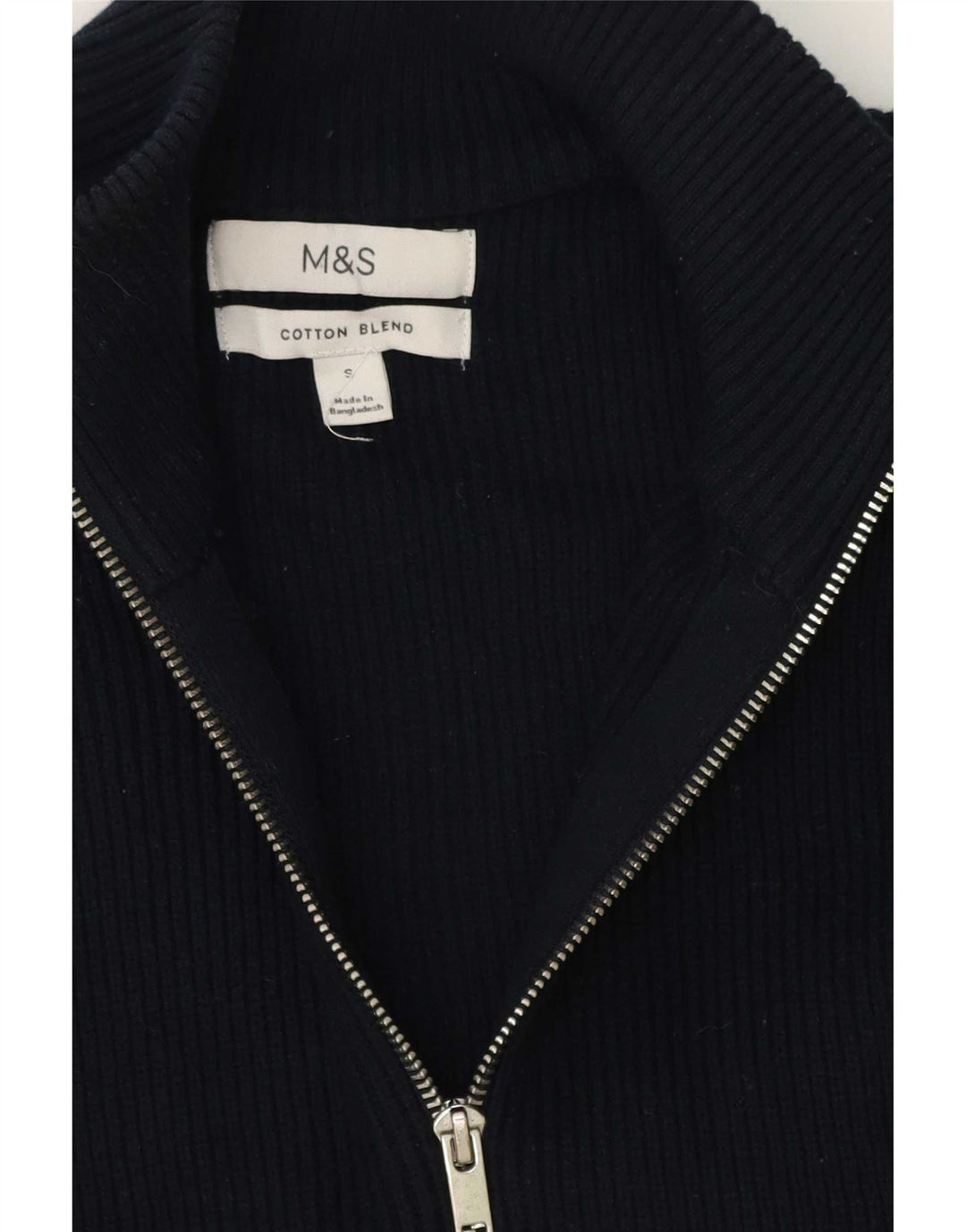 Suéter cardigã masculino Marks & Spencer pequeno algodão azul marinho