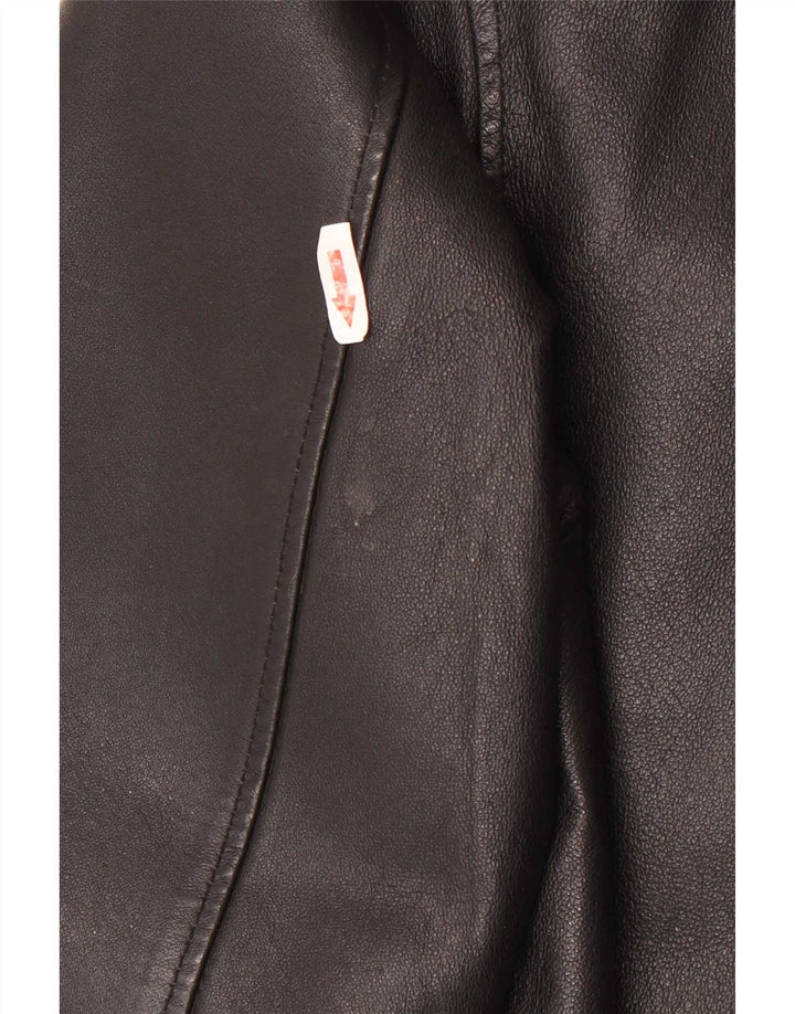 Jaqueta de couro masculina autêntica UK 42 XL couro preto