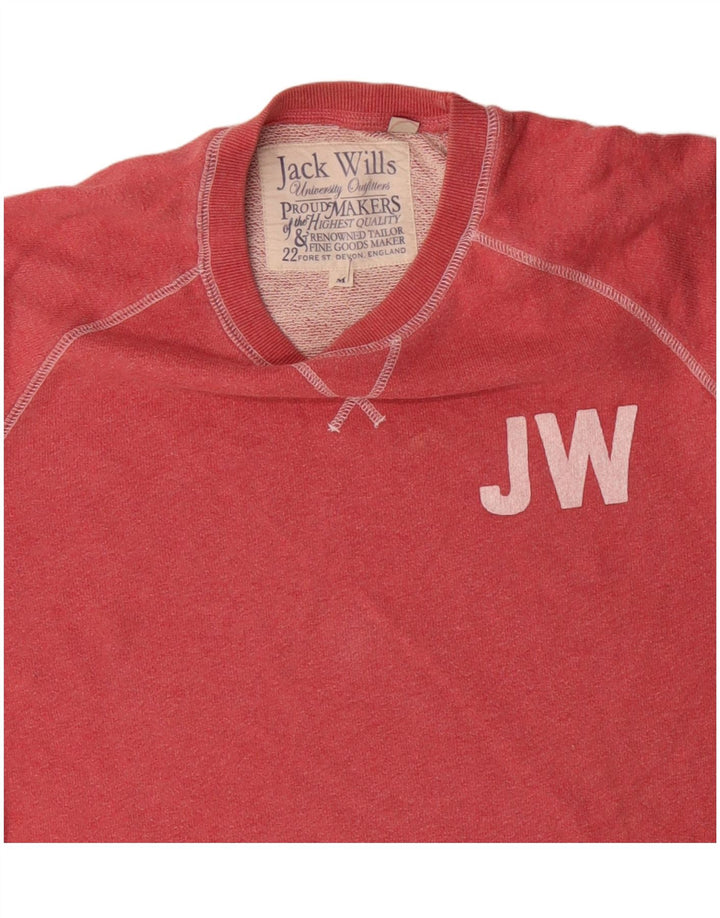 JACK WILLS Suéter gráfico masculino de algodão vermelho médio