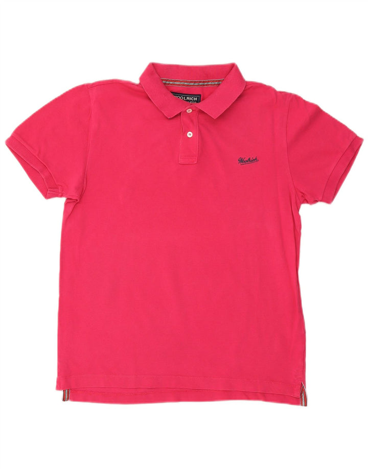 Camisa polo masculina WOOLRICH pequena de algodão rosa