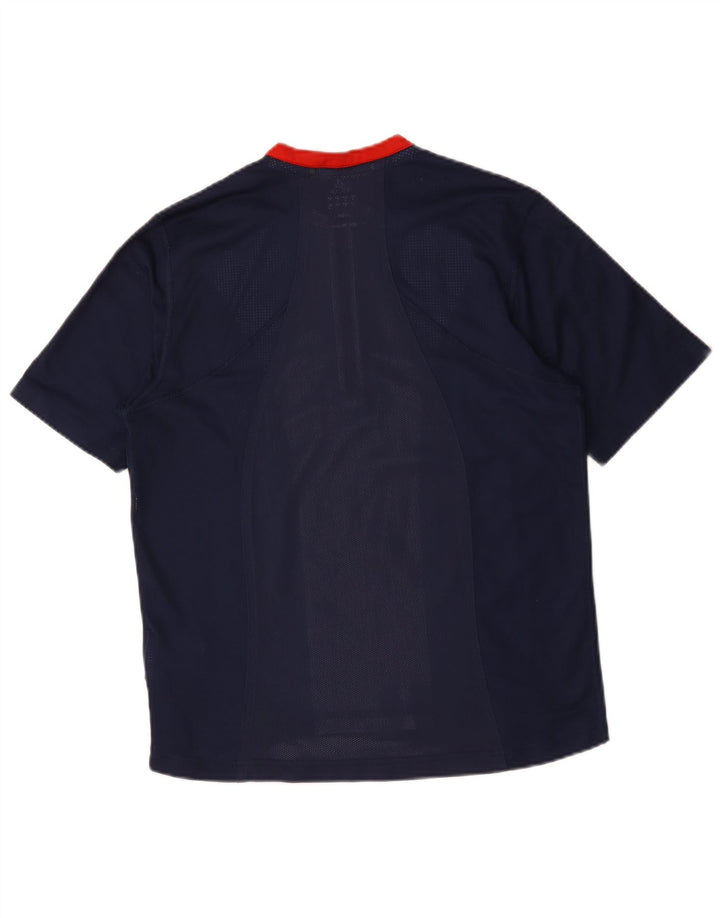 Adidas Masculino Climacool Zip Neck Camiseta Top Médio Azul Marinho Colourblock