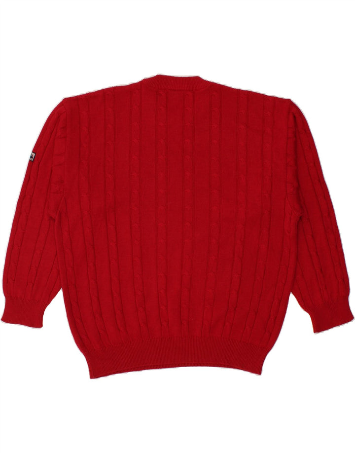 NAVIGARE Mens Crew Neck Jumper Sweater Large Red Cotton Vintage Navigare and Second-Hand Navigare from Messina Hembry 