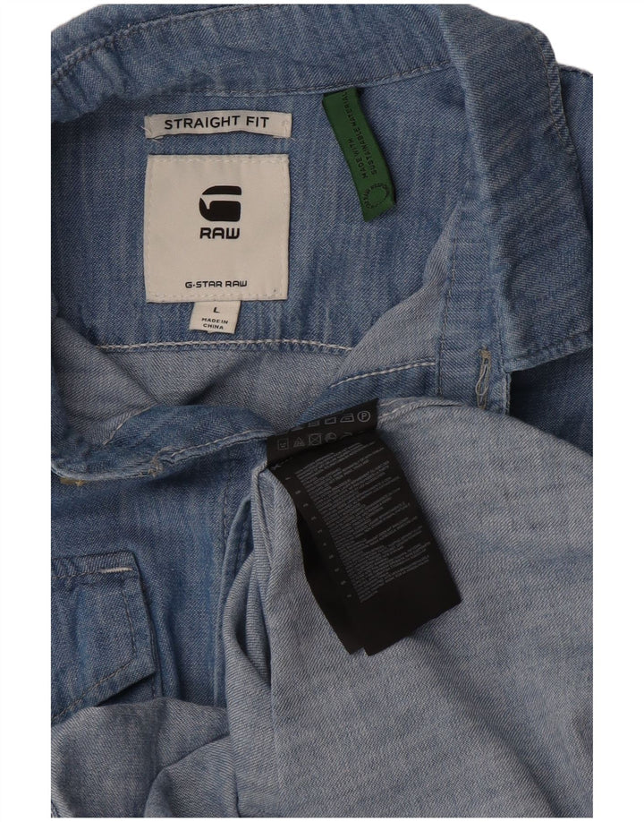 Camisa jeans masculina G-Star Regular Fit grande algodão azul