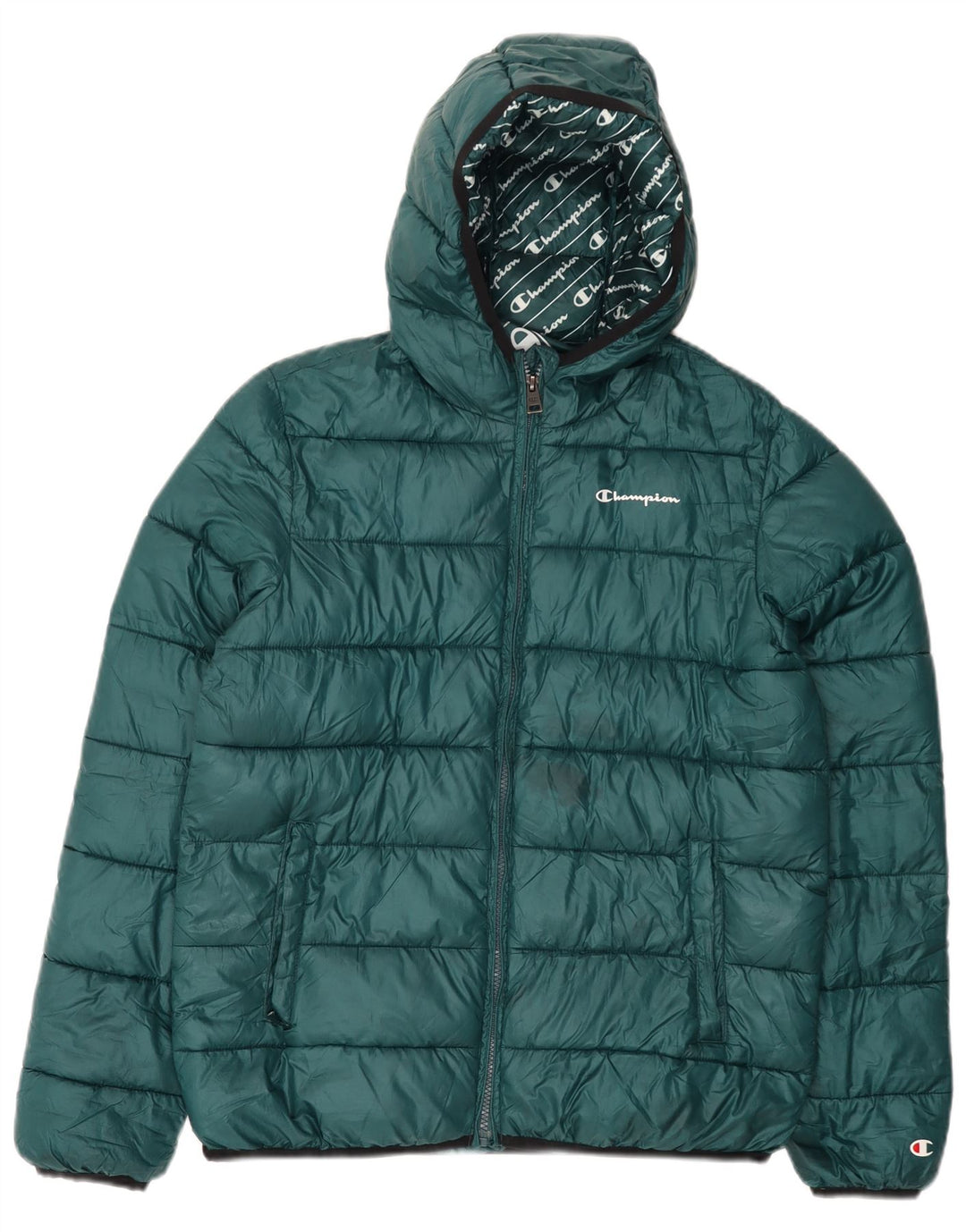 Jaqueta acolchoada com capuz para meninos Champion 15-16 anos 2XL poliéster verde