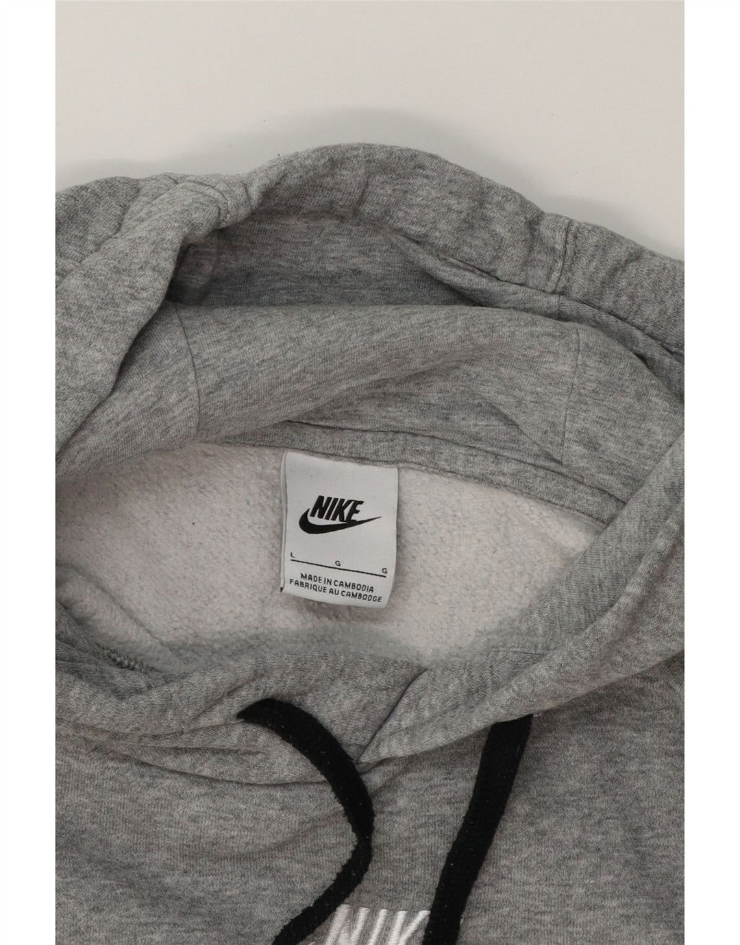 NIKE Womens Graphic Oversized Hoodie Jumper UK 16 Large Grey Cotton Vintage Nike and Second-Hand Nike from Messina Hembry 