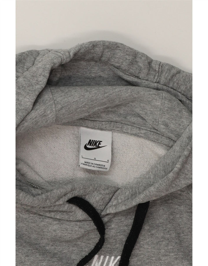 NIKE Womens Graphic Oversized Hoodie Jumper UK 16 Large Grey Cotton Vintage Nike and Second-Hand Nike from Messina Hembry 