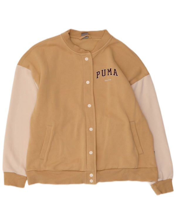Puma Womens Tracksuit Top Jacket UK 14 Medium Beige Colourblock Algodão