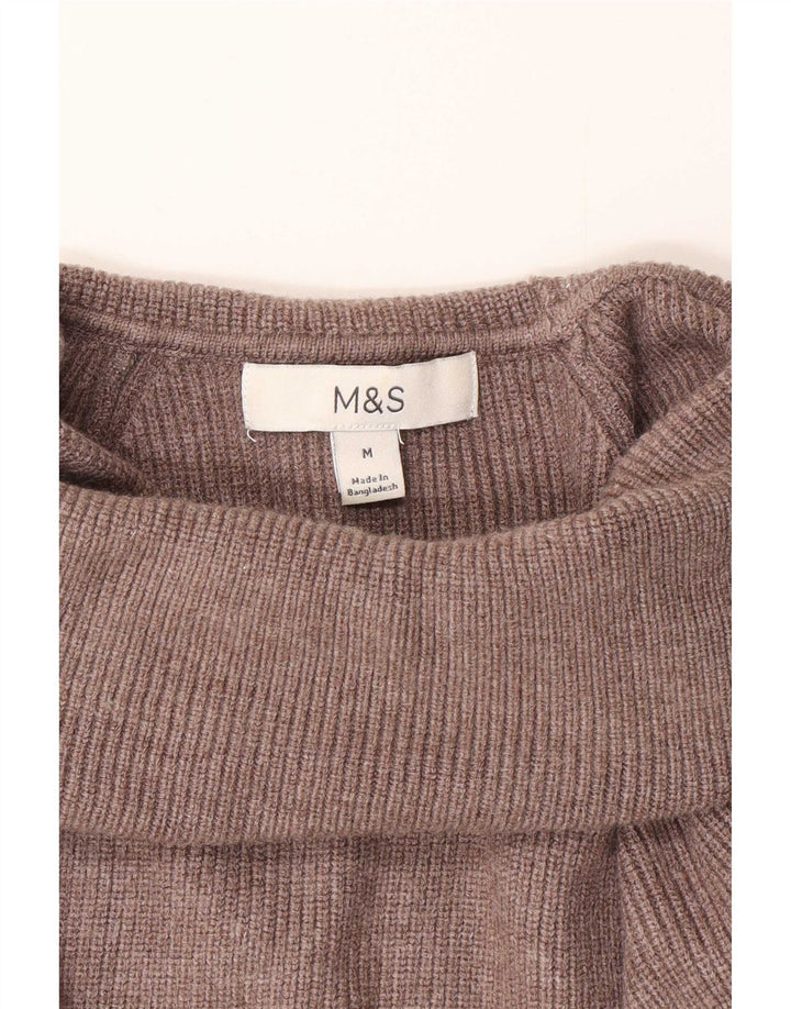 Suéter feminino Marks & Spencer com gola redonda Reino Unido 14 viscose marrom médio