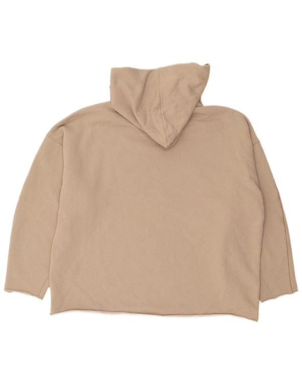 Zara Womens Oversized Hoodie Jumper Reino Unido 10 Pequeno Algodão Bege