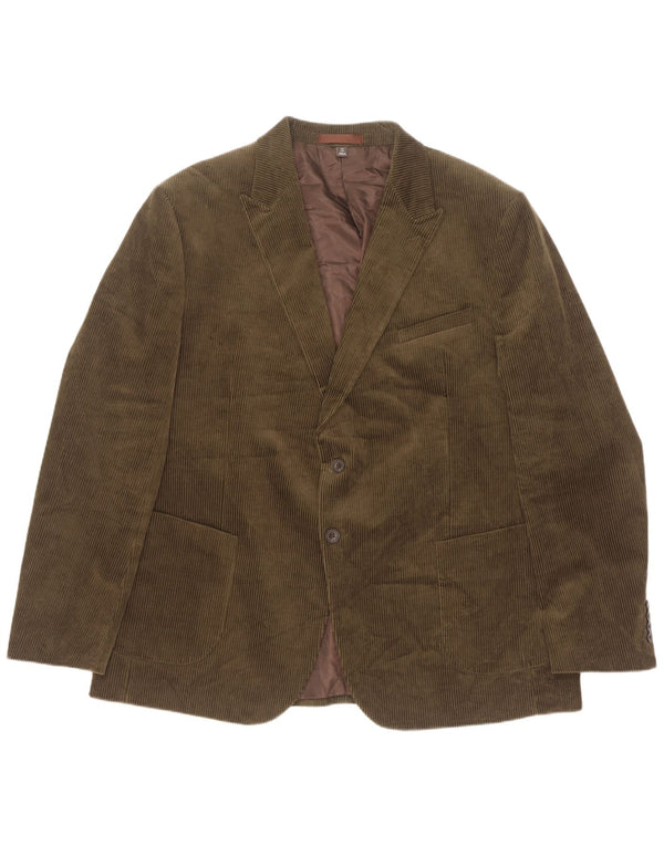 Jaqueta blazer masculina de veludo cotelê Marks & Spencer com 2 botões Reino Unido 40 grande cáqui